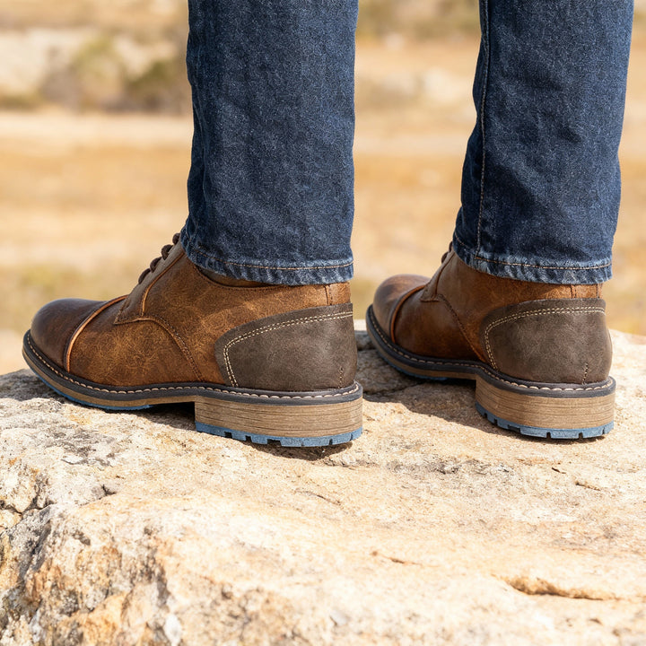 Men's Leather Cap-Toe Derby Shoes