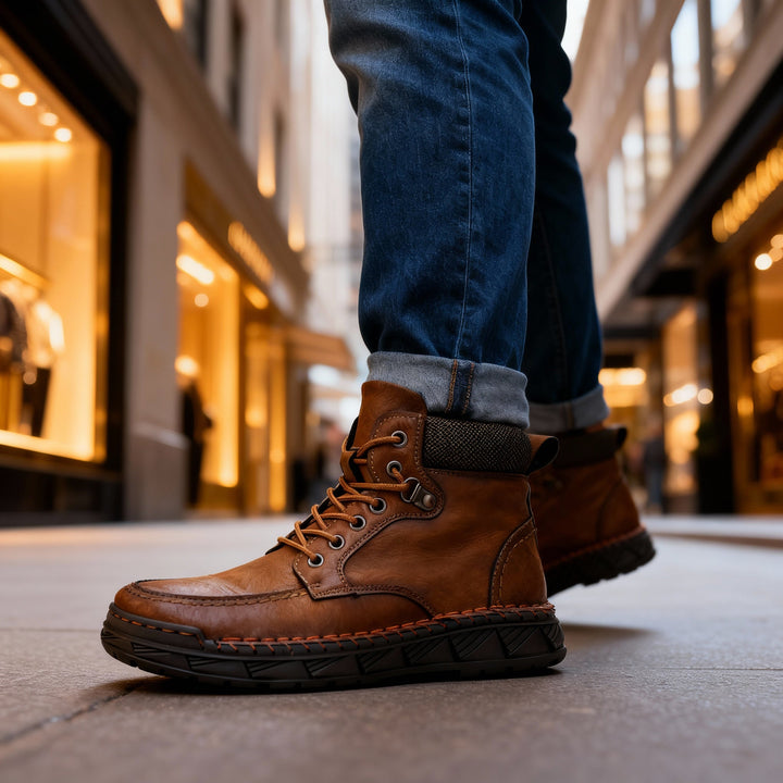 Men's Leather Lace-Up Ankle Boots