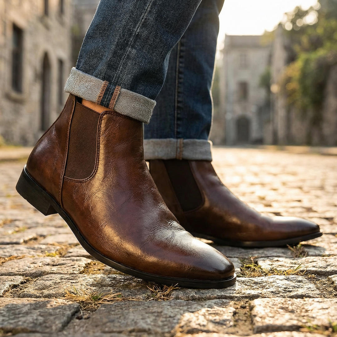 Men's Leather Chelsea Boots Classic Slip On