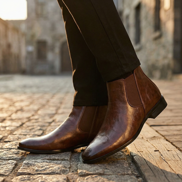Men's Leather Chelsea Boots Classic Slip On