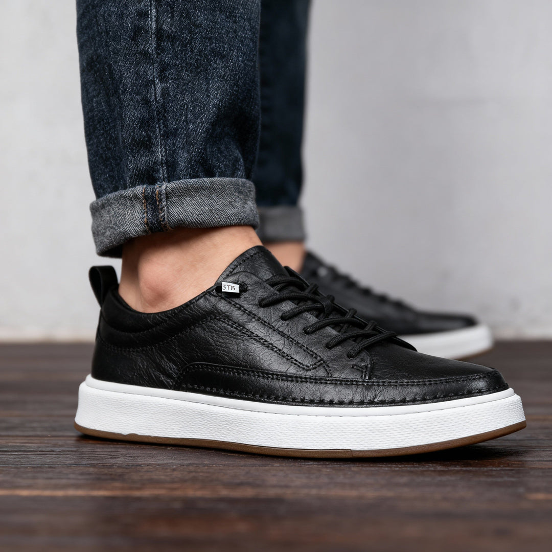 Minimalist Leather Lace Up Sneakers
