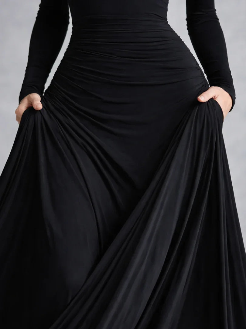 Women's Off-Shoulder Long Sleeve Maxi Dress