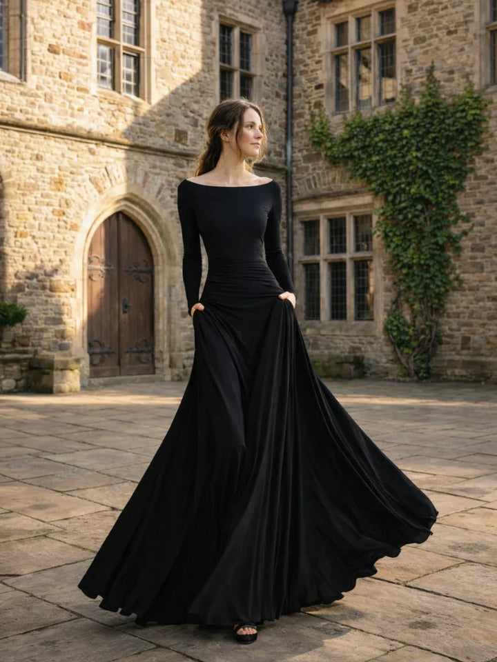 Women's Off-Shoulder Long Sleeve Maxi Dress