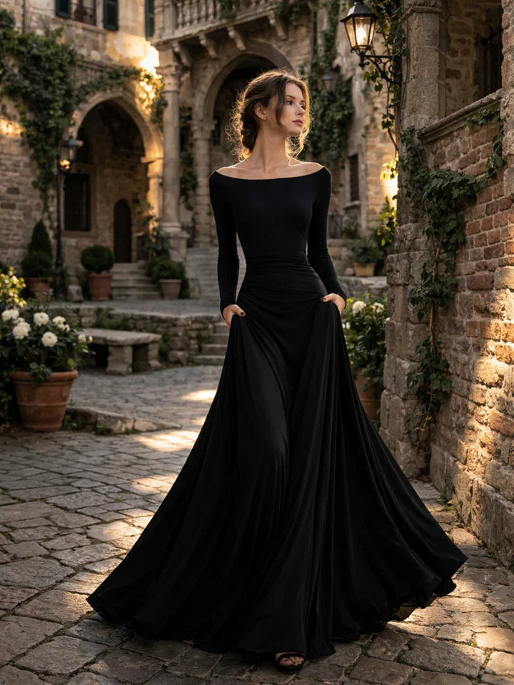 Women's Off-Shoulder Long Sleeve Maxi Dress