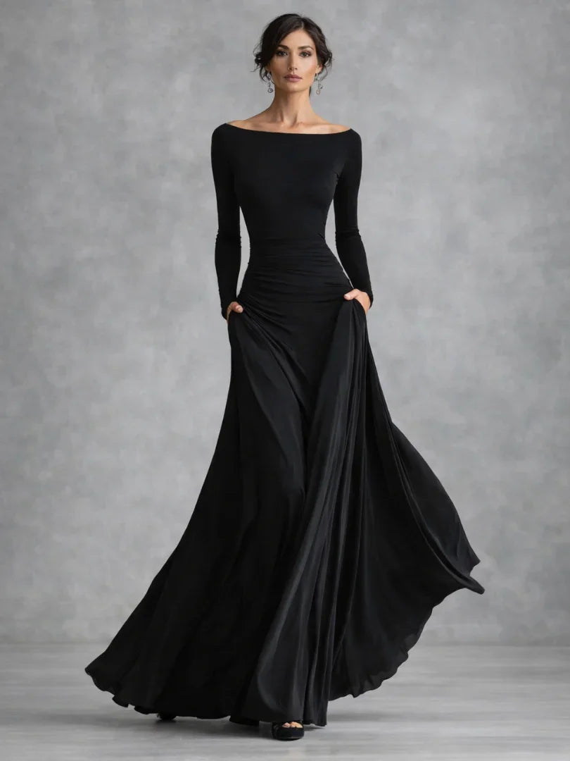 Women's Off-Shoulder Long Sleeve Maxi Dress