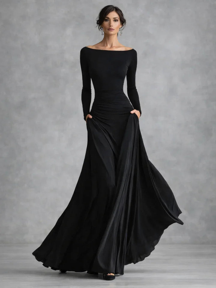 Women's Off-Shoulder Long Sleeve Maxi Dress
