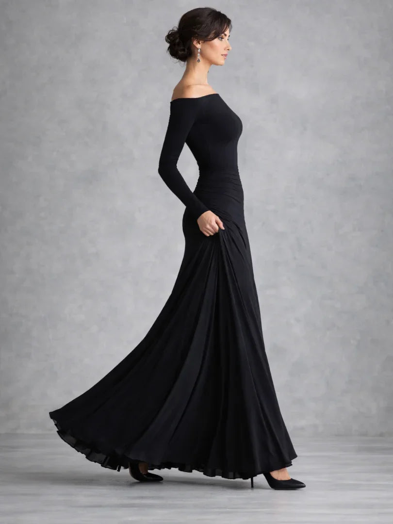 Women's Off-Shoulder Long Sleeve Maxi Dress