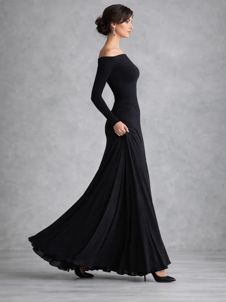 Women's Off-Shoulder Long Sleeve Maxi Dress