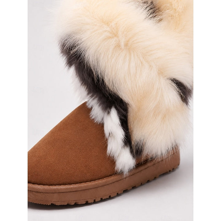 Women's Fur Trim Pull-On Snow Boots with Grippy Sole