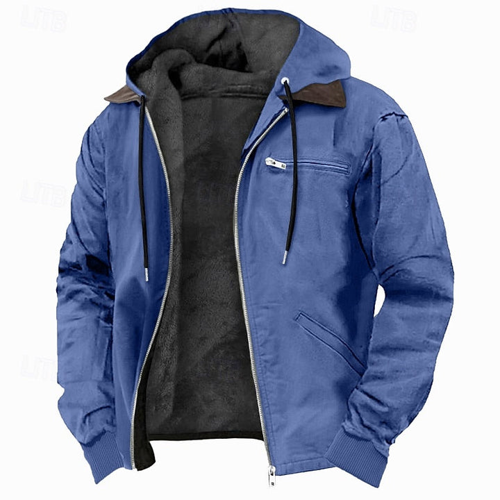 Men's Fleece-Lined Hooded Jacket with Full Zip