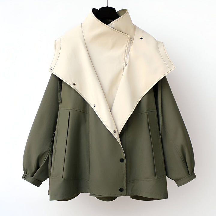 Women's Oversized Contrast Collar Utility Jacket