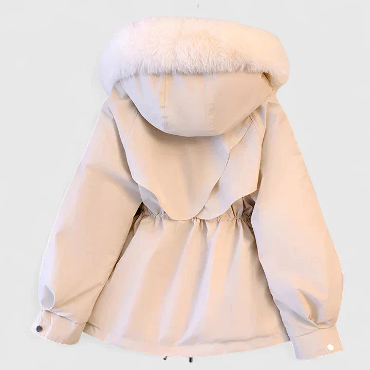 Women's Fur Hood Padded Parka with Drawstring Waist