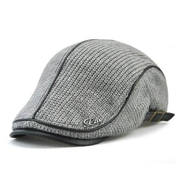 Men's Wool Blend Flat Cap with Adjustable Buckle Strap