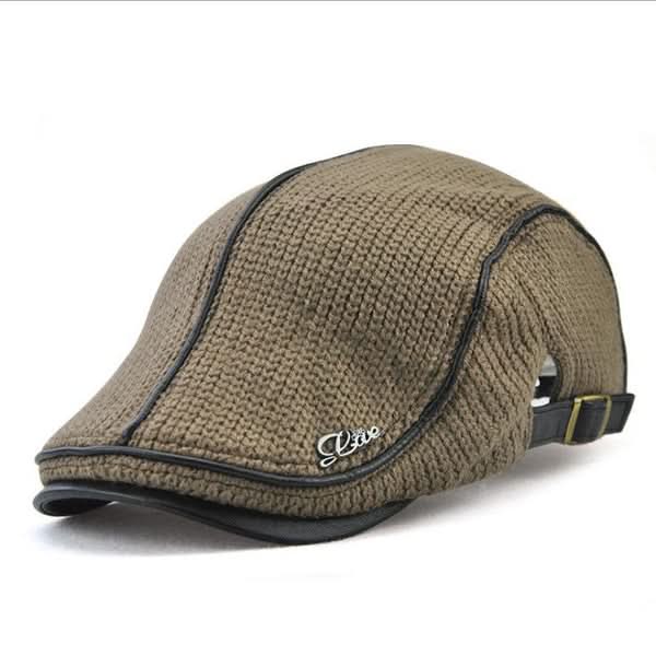Men's Wool Blend Flat Cap with Adjustable Buckle Strap