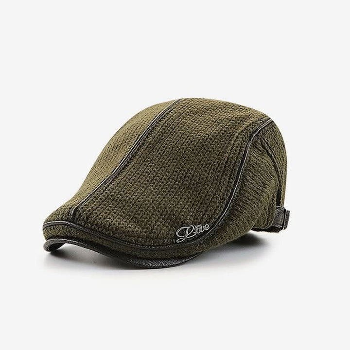 Men's Wool Blend Flat Cap with Adjustable Buckle Strap