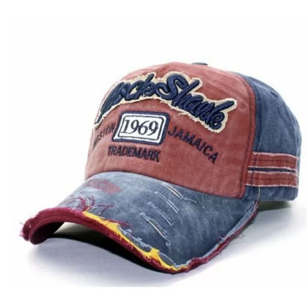 Distressed Denim Baseball Cap with Adjustable Strap