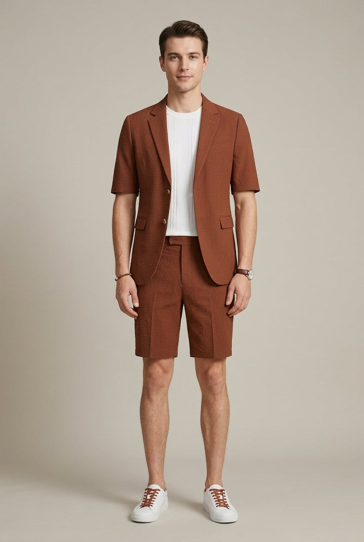 Men's Short Sleeve Blazer and Shorts Set