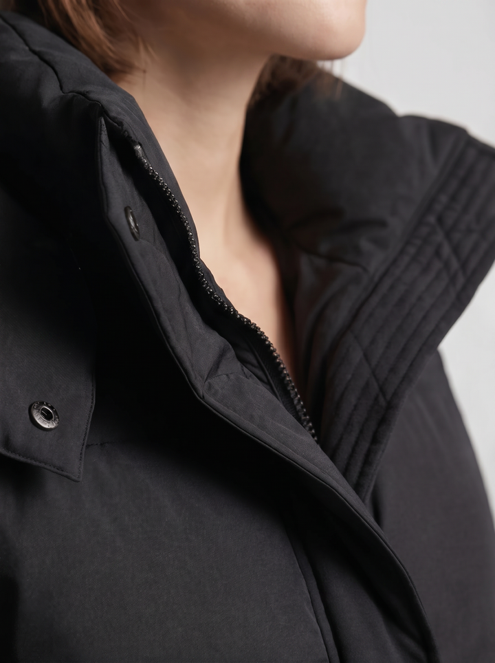 Women's Oversized Hooded Puffer Jacket with Zip Closure