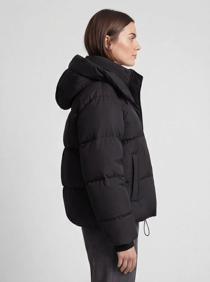 Women's Oversized Hooded Puffer Jacket with Zip Closure