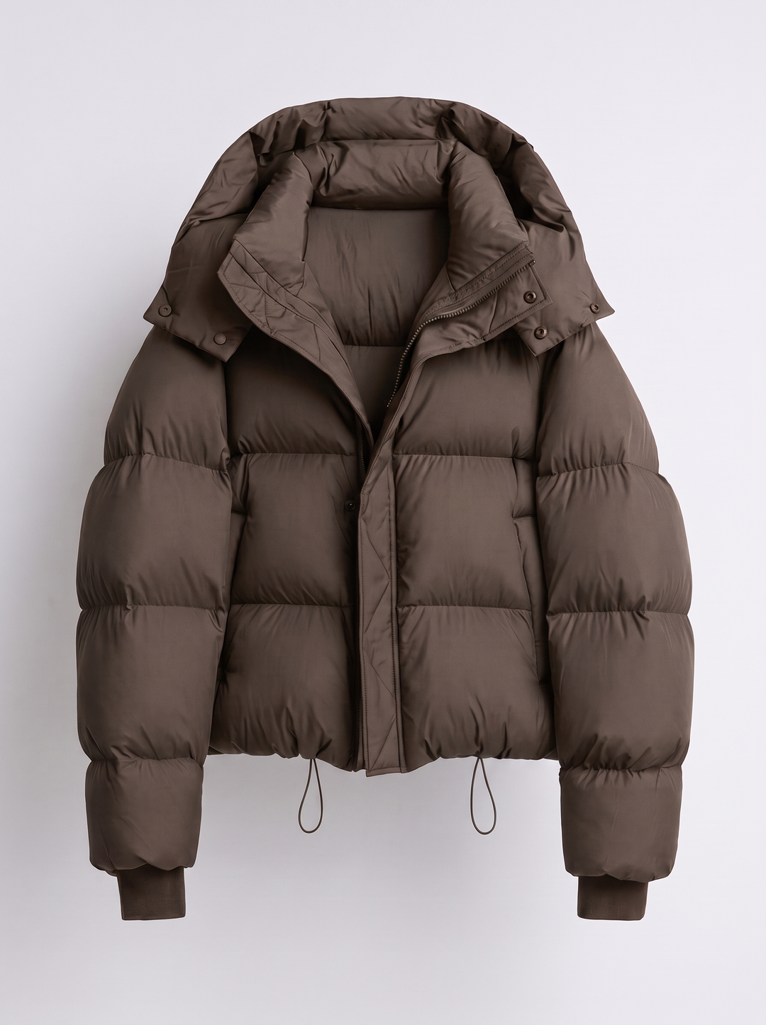 Women's Oversized Hooded Puffer Jacket with Zip Closure