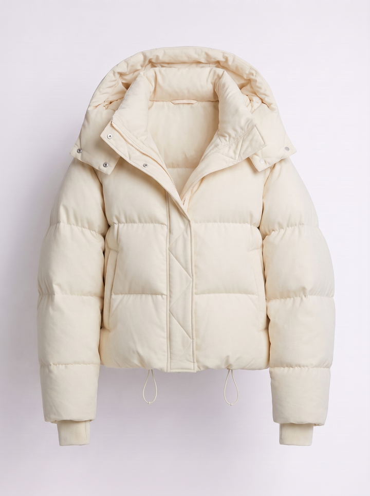 Women's Oversized Hooded Puffer Jacket with Zip Closure