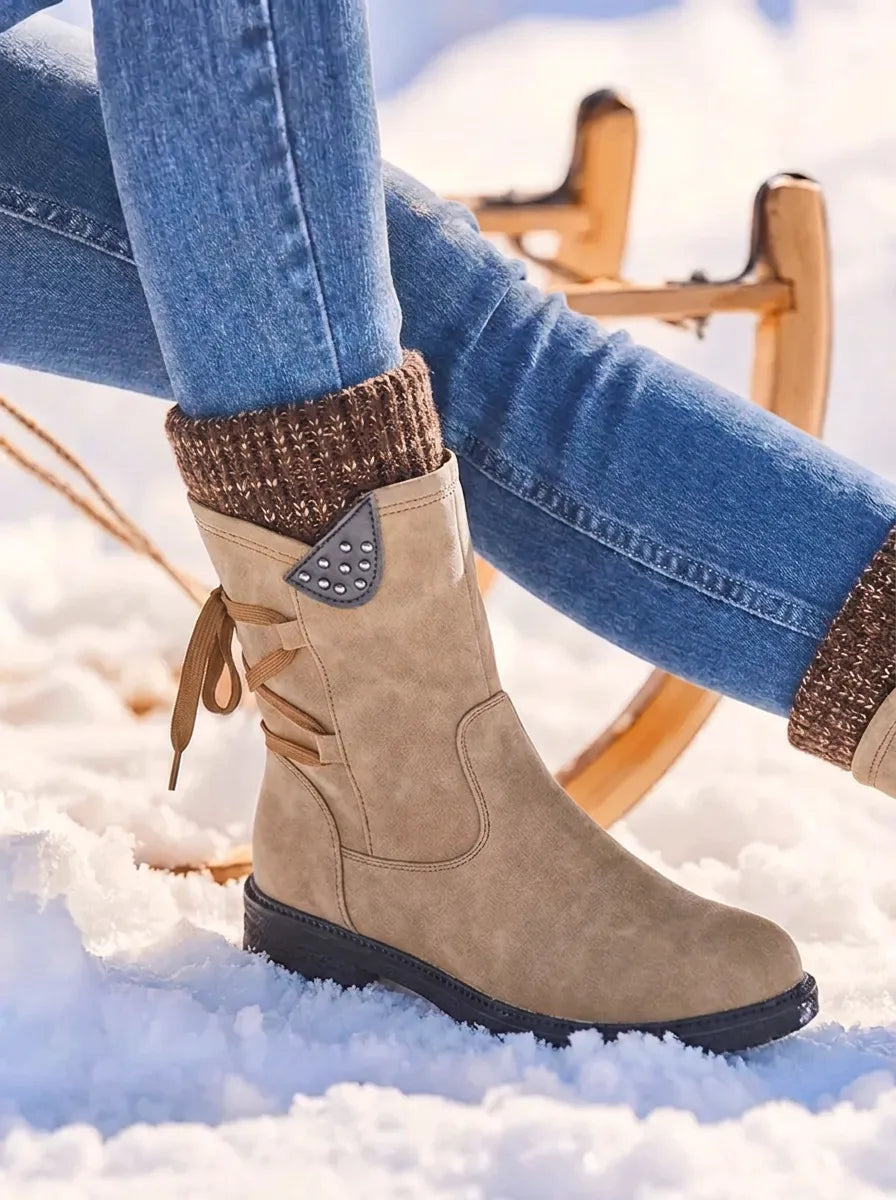 Women's Waterproof Mid Calf Boots with Side Zip