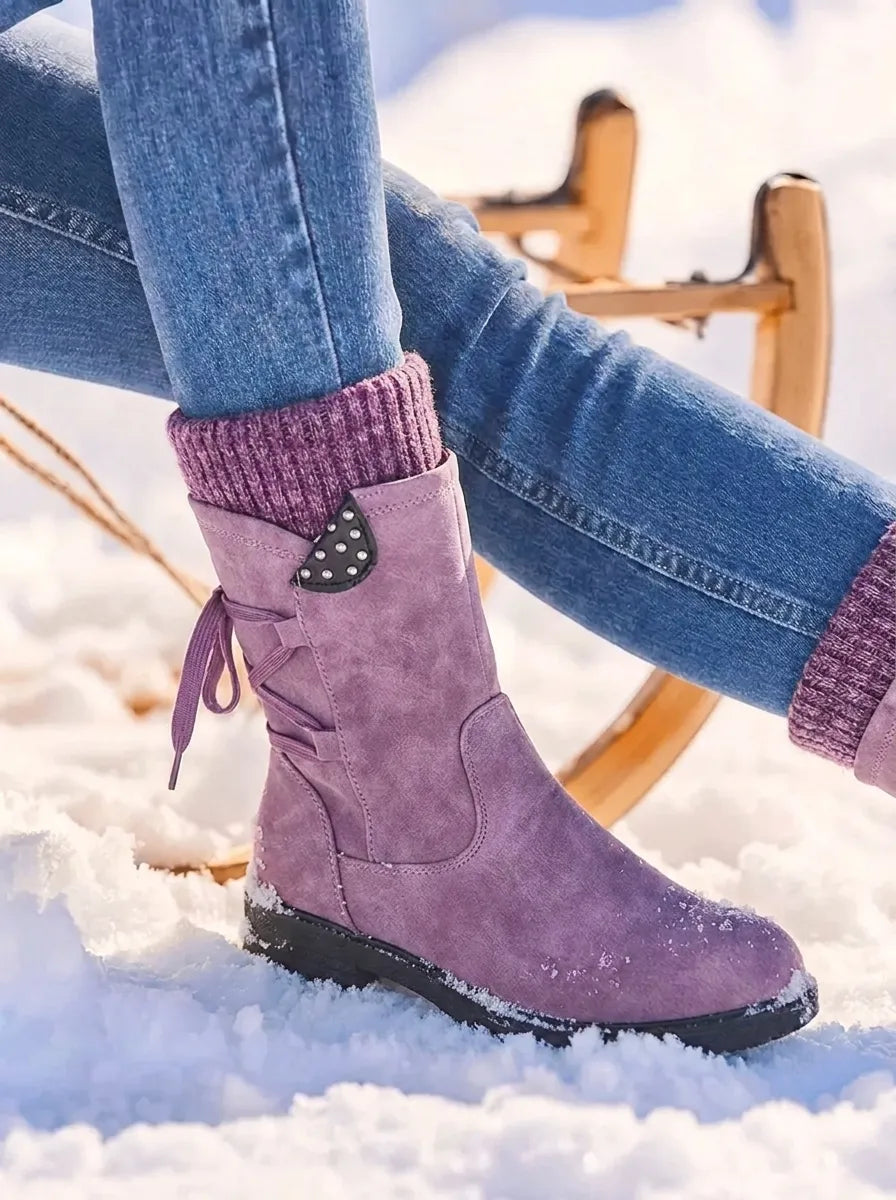 Women's Waterproof Mid Calf Boots with Side Zip