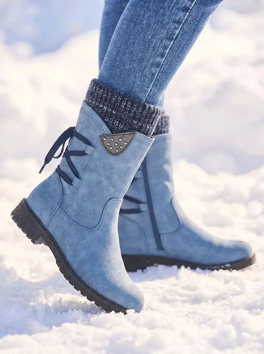 Women's Waterproof Mid Calf Boots with Side Zip