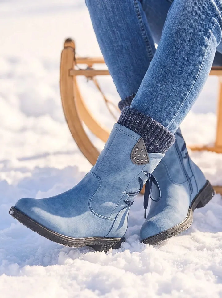 Women's Waterproof Mid Calf Boots with Side Zip