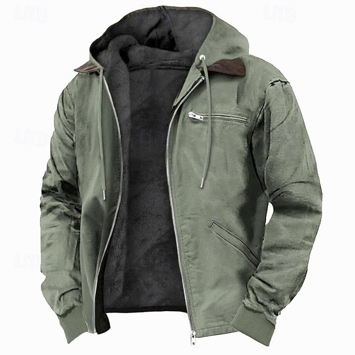 Men's Fleece-Lined Hooded Jacket with Full Zip