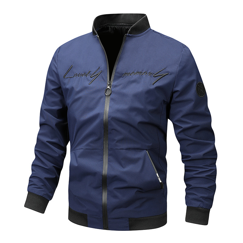 Men's Zip-Up Bomber Jacket with Ribbed Trim