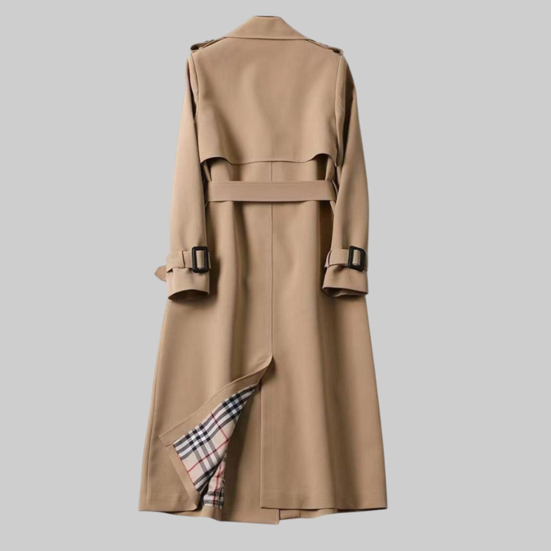 Women's Double-Breasted Belted Trench Coat with Epaulettes