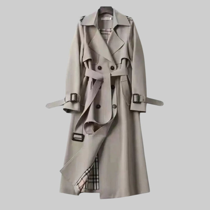 Women's Double-Breasted Belted Trench Coat with Epaulettes