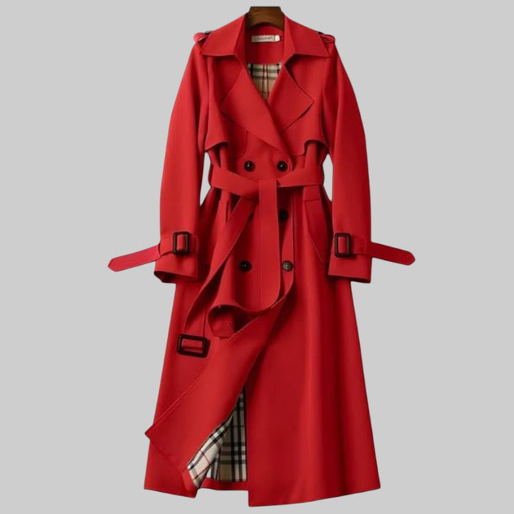 Women's Double-Breasted Belted Trench Coat with Epaulettes