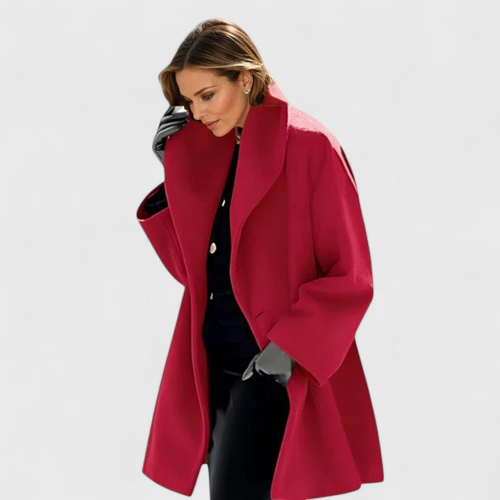 Women's Relaxed Fit Wool Coat with Shawl Collar