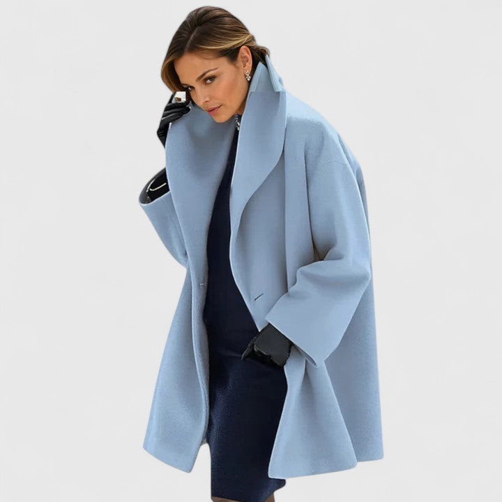 Women's Relaxed Fit Wool Coat with Shawl Collar
