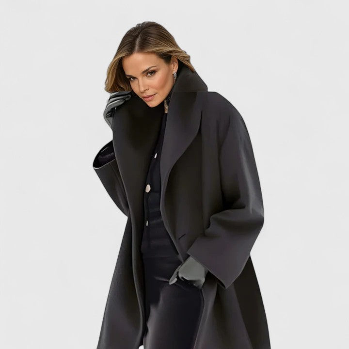 Women's Relaxed Fit Wool Coat with Shawl Collar