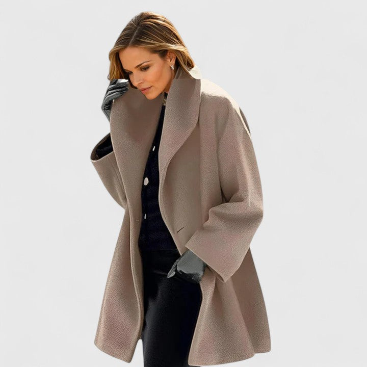 Women's Relaxed Fit Wool Coat with Shawl Collar