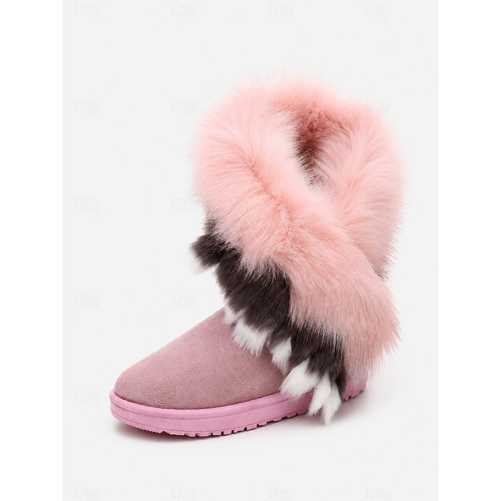 Women's Fur Trim Pull-On Snow Boots with Grippy Sole