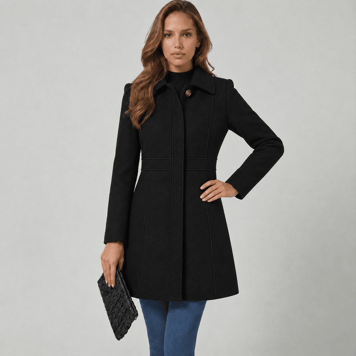 Women's Tailored A-Line Coat with Button Placket