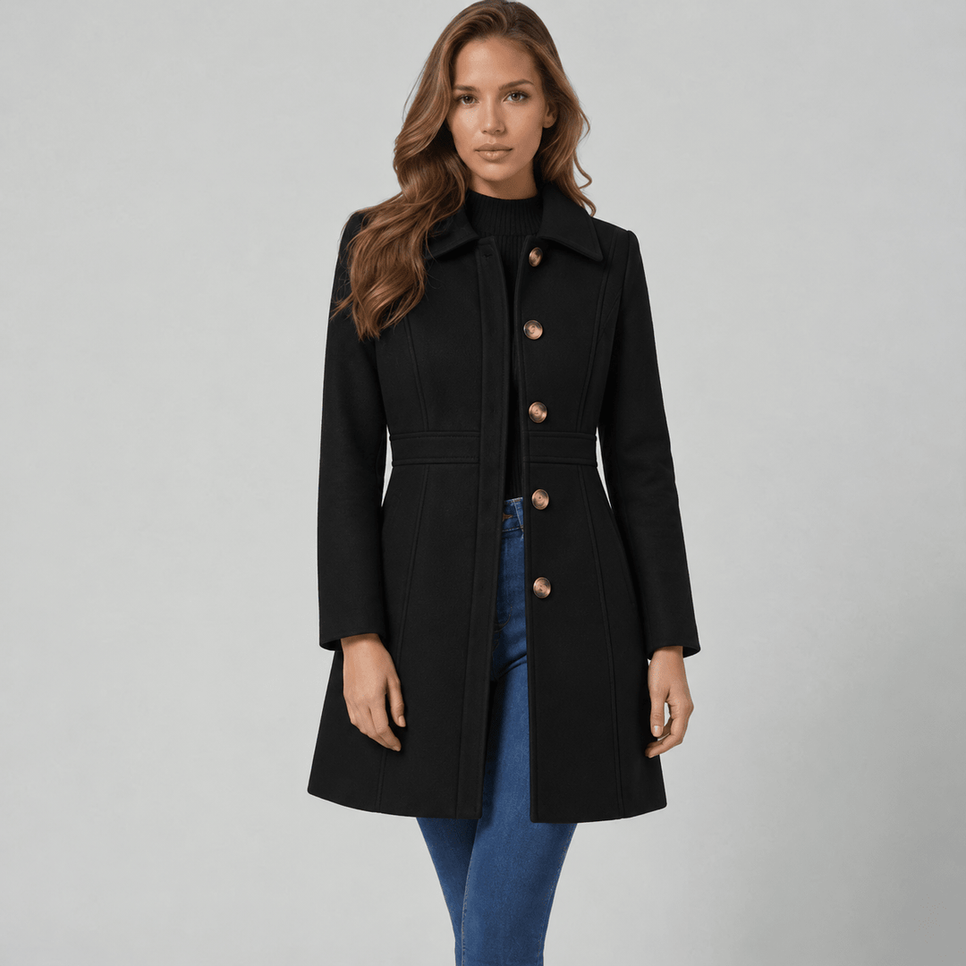 Women's Tailored A-Line Coat with Button Placket