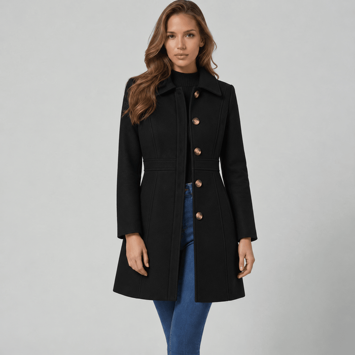 Women's Tailored A-Line Coat with Button Placket