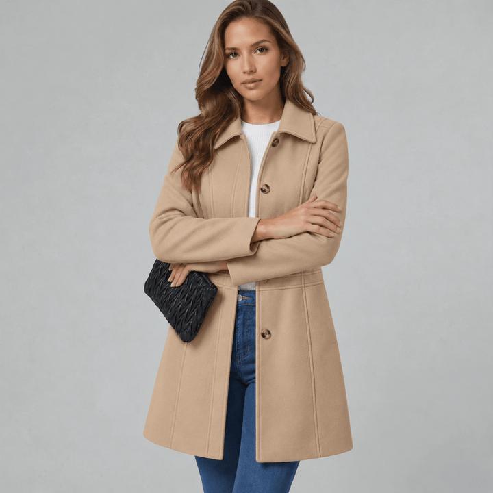 Women's Tailored A-Line Coat with Button Placket