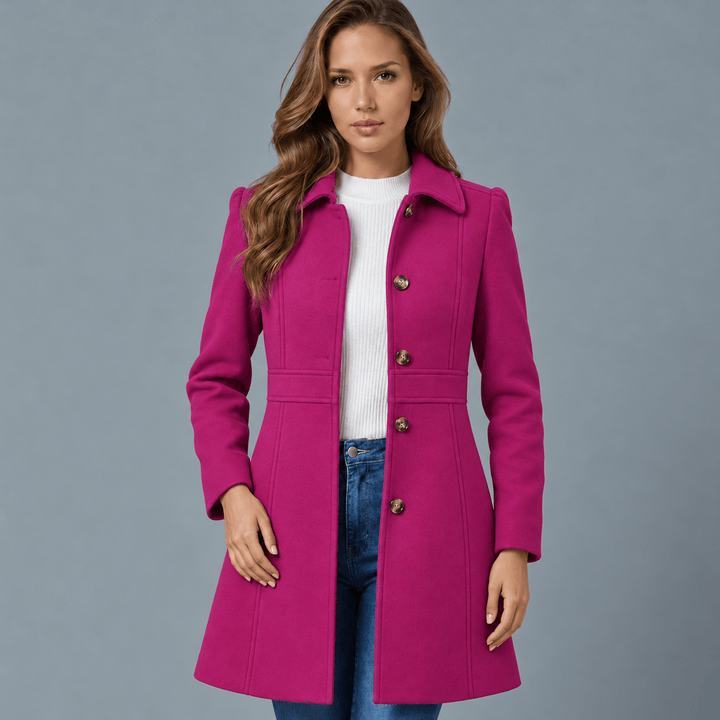 Women's Tailored A-Line Coat with Button Placket