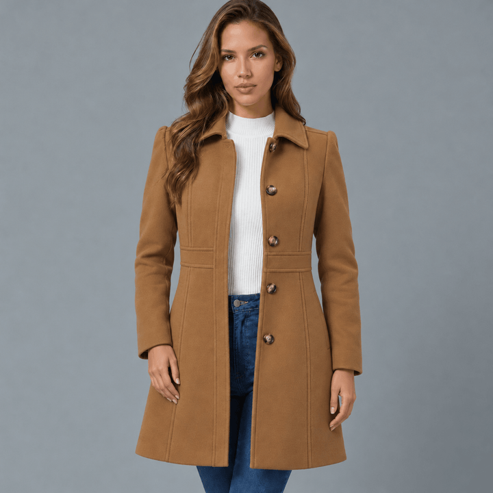 Women's Tailored A-Line Coat with Button Placket