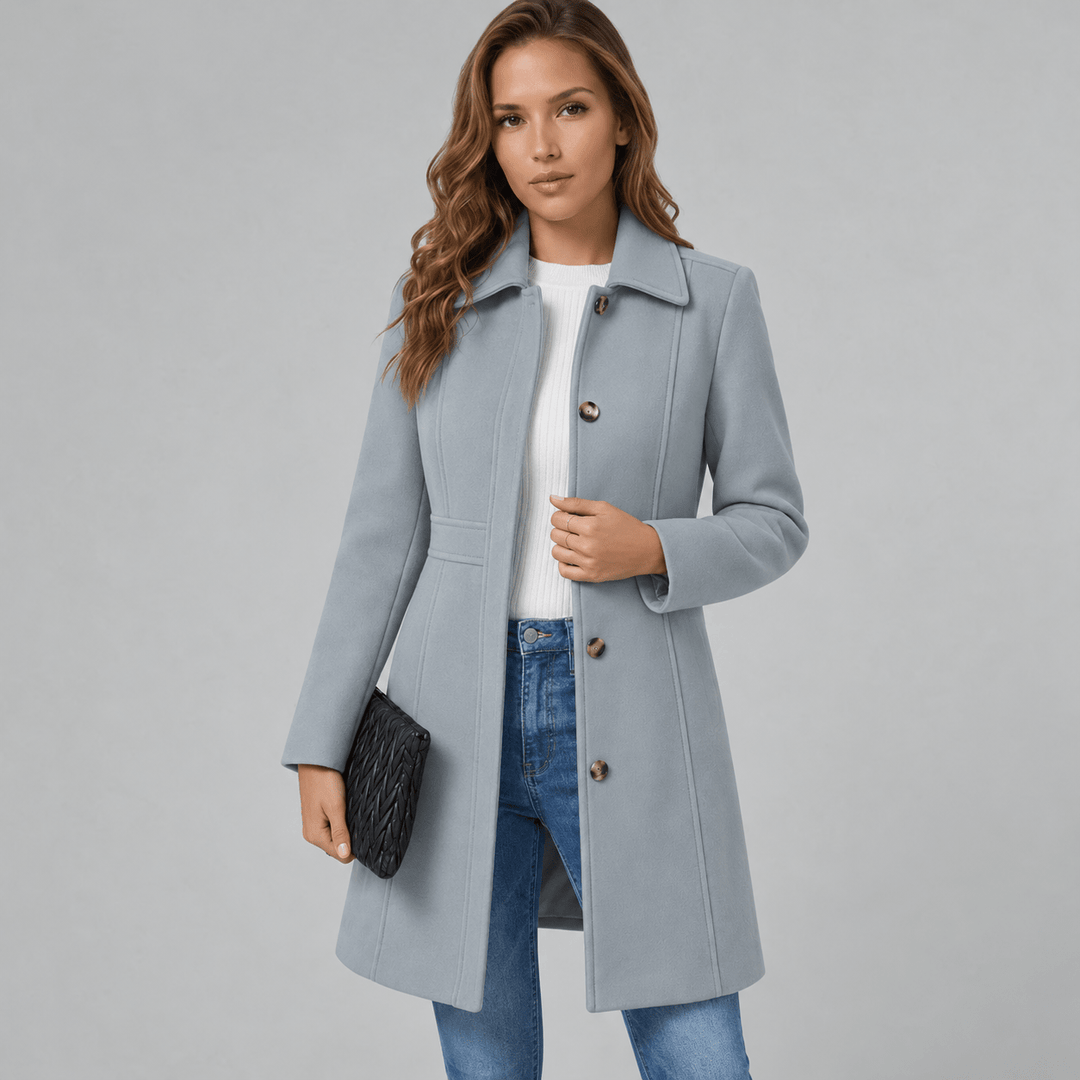 Women's Tailored A-Line Coat with Button Placket