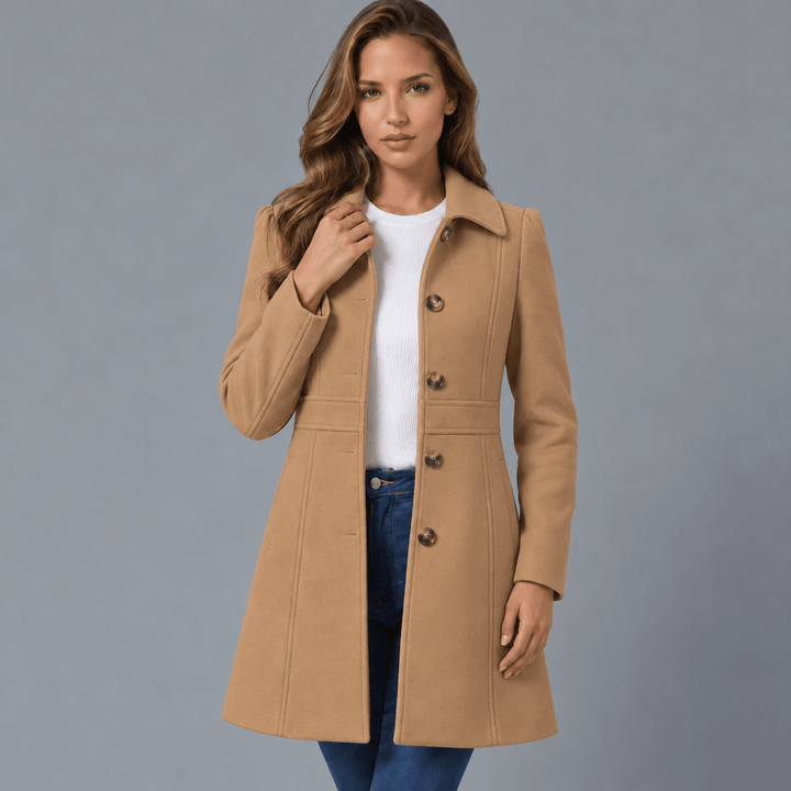 Women's Tailored A-Line Coat with Button Placket