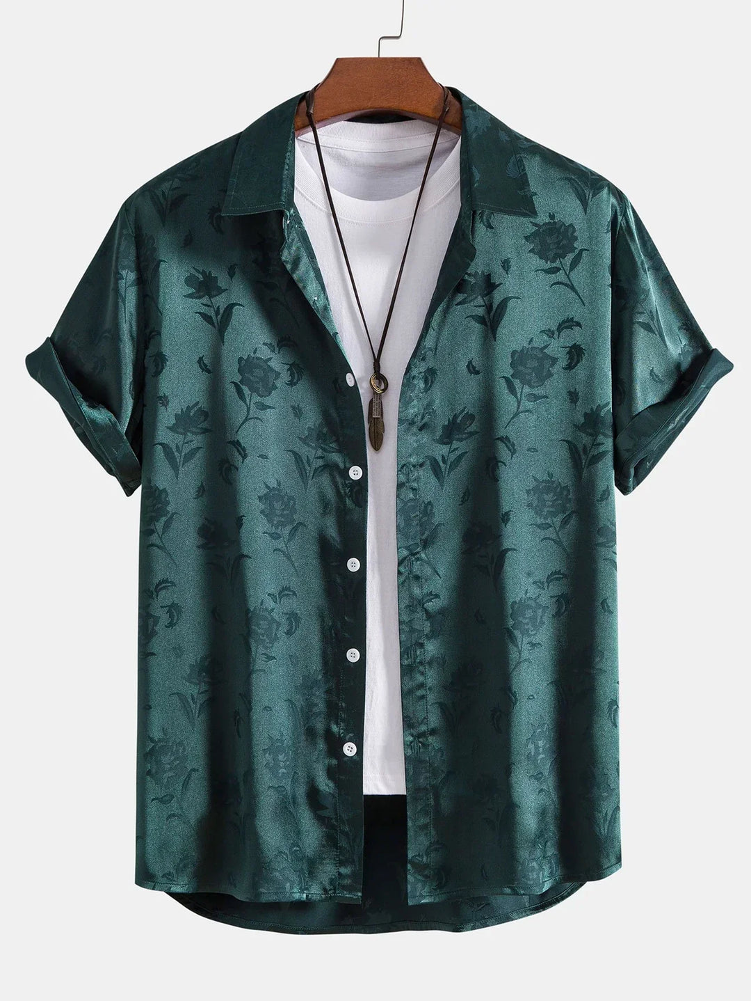 Men's Floral Jacquard Short Sleeve Shirt