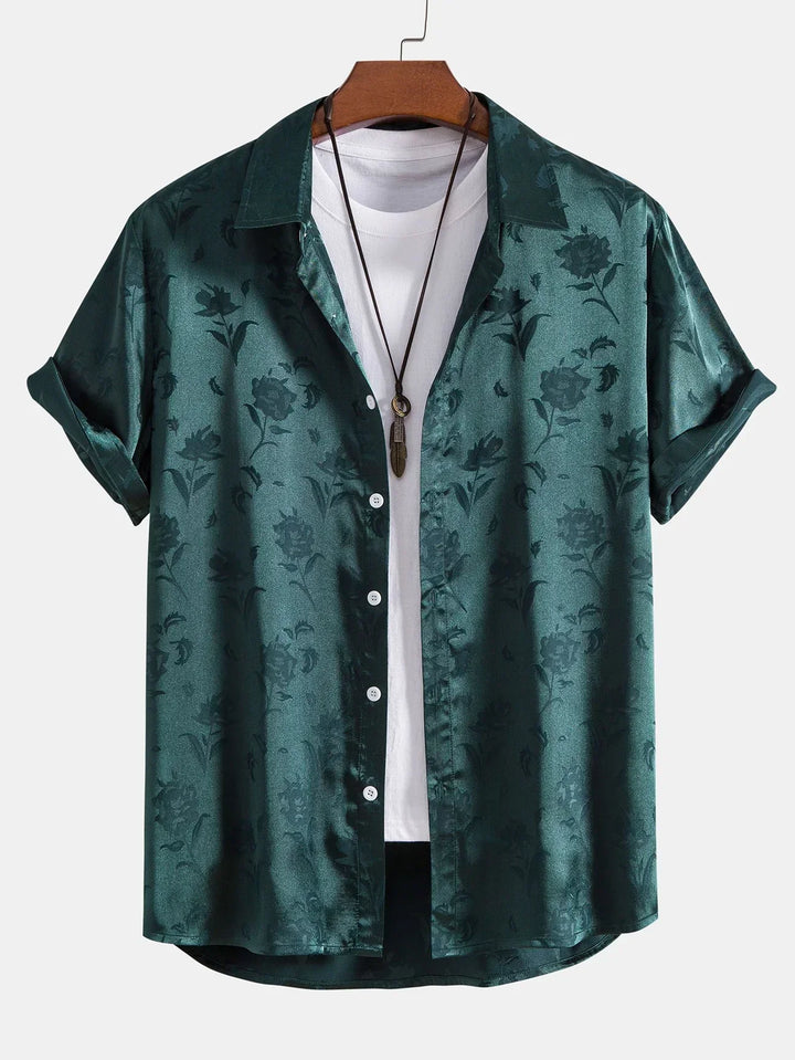 Men's Floral Jacquard Short Sleeve Shirt