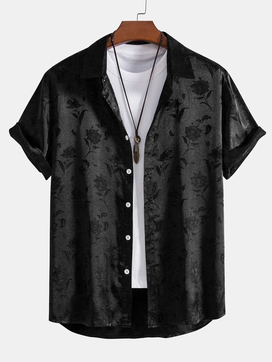 Men's Floral Jacquard Short Sleeve Shirt
